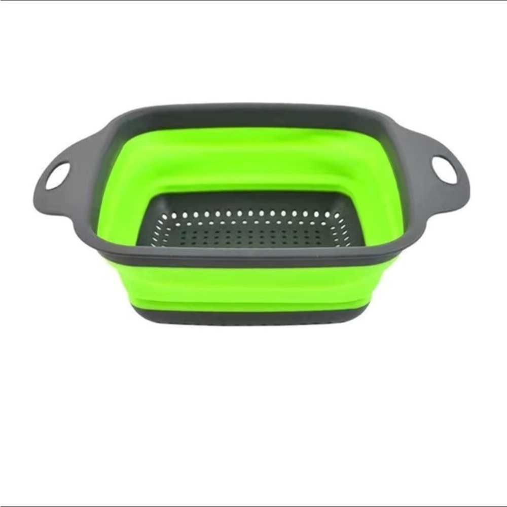 New! Foldable! Silicone Drain Basket Green Food